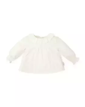 Белая блузка для девочки с длинными рукавами и рюшей на шее Tutto Piccolo