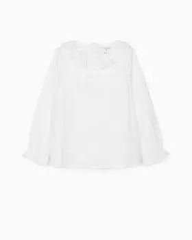 Белая блузка для девочки с рюшами Zippy, белый
