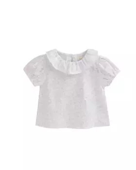 Белая блузка для девочки с синими деталями Dadati, белый