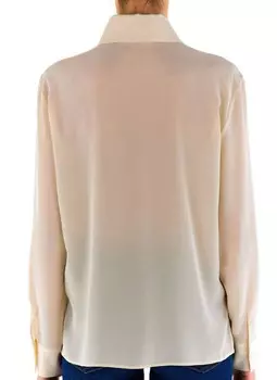 Белая блузка из шелкового крепдешина с вышивкой Piazza Sempione, белый