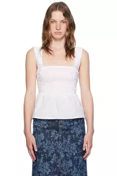 Белая блузка на бретелях GANNI