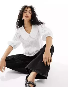 Белая блузка оверсайз с воротником Barbour