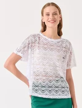 Белая блузка с круглым вырезом и короткими рукавами с вышивкой Jimmy Key