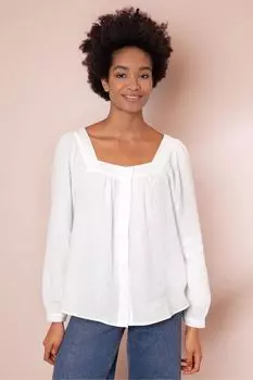 Белая блузка с квадратным вырезом Anorak, белый