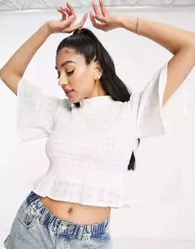 Белая блузка с присборками и баской по краю Wednesday's Girl