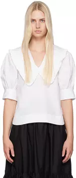 Белая блузка с V-образным вырезом GANNI