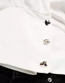 Белая блузка с запахом в стиле смокинг River Island