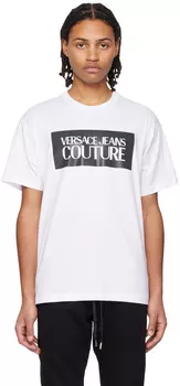 Белая бондовая футболка Versace Jeans Couture