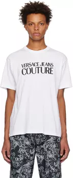 Белая бондовая футболка Versace Jeans Couture