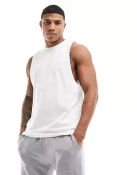 Белая быстросохнущая тренировочная футболка без рукавов с заниженной проймой ASOS