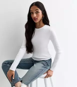 Белая детская футболка с длинными рукавами для девочек New Look, белый