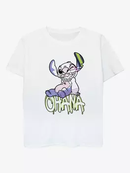 Белая детская футболка с граффити NW2 Disney Lilo & Stitch Ohana Graffiti George., белый