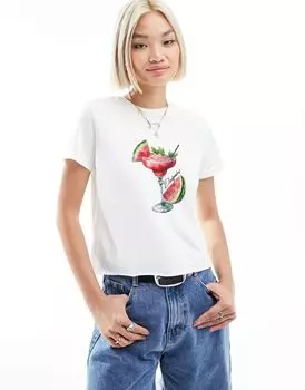 Белая детская футболка с коктейльным изображением арбуза ASOS DESIGN