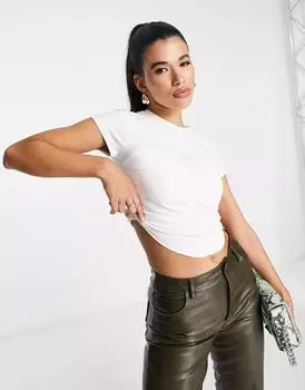 Белая детская футболка с присборенным корсетом ASOS