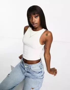Белая двухслойная майка с борцовкой на спине ASOS