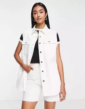 Белая джинсовая куртка без рукавов ASOS DESIGN