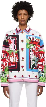 Белая джинсовая куртка с раскладным воротником Versace Jeans Couture