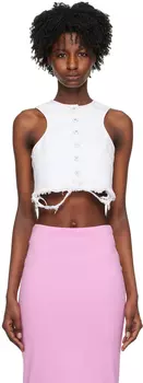 Белая джинсовая майка Sportmax на пуговицах