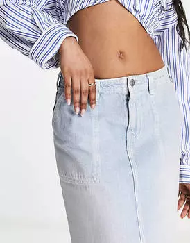 Белая джинсовая юбка макси карго ASOS DESIGN