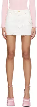 Белая джинсовая юбка с шипами Blumarine