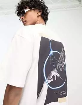 Белая фирменная футболка Karl Kani Metaverse с принтом на груди и спине