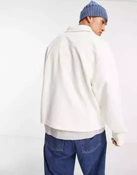 Белая флисовая рабочая рубашка с полумолнией Damson Madder