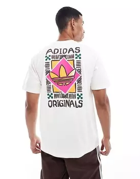 Белая футболка adidas Original с графическим принтом 80-х годов