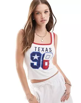 Белая футболка ASOS DESIGN с контрастной окантовкой и графикой «Техас»