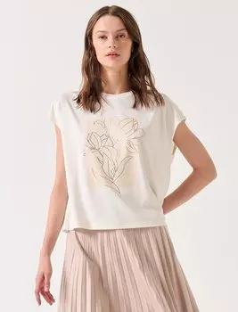 Белая футболка без рукавов с цветочным узором с круглым вырезом Jimmy Key