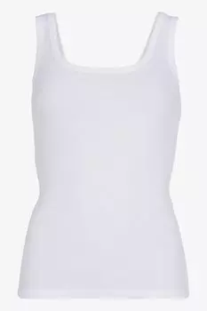 Белая футболка без рукавов в рубчик с широким вырезом Mint Velvet, белый
