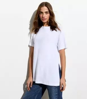 Белая футболка-бойфренд с разрезами по бокам New Look, белый
