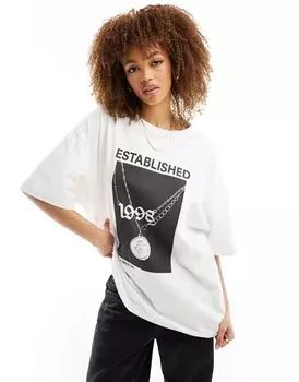 Белая футболка бойфренда со знаменитым рисунком цепочек ASOS DESIGN