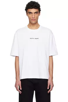 Белая футболка большого размера с надписью «Maison Kitsun»