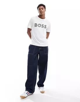 Белая футболка BOSS GREEN Tee 1 с черным логотипом