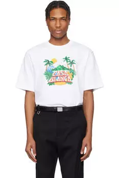 Белая футболка «Casa» с принтом «пляжная волна» Casablanca