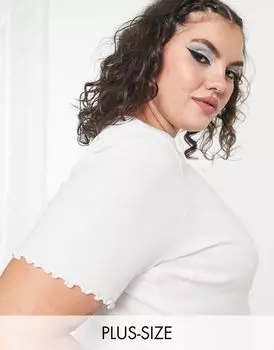 Белая футболка COLLUSION Plus с салатовыми краями