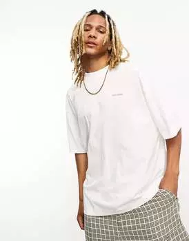 Белая футболка COLLUSION с принтом истории человечества на спине