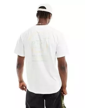 Белая футболка Denim Project с принтом на груди и спине в виде пиццерии