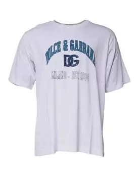 Белая футболка DG Milano Cotton с круглым вырезом Dolce & Gabbana