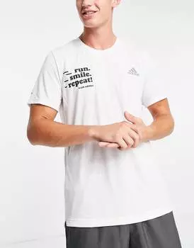 Белая футболка для бега adidas