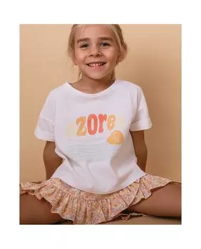 Белая футболка для девочек из органического хлопка с рисунком спереди KNOT, белый