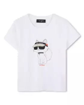 Белая футболка для девочек с короткими рукавами Karl Lagerfeld Kids, белый