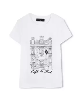 Белая футболка для девочек с короткими рукавами Karl Lagerfeld Kids, белый