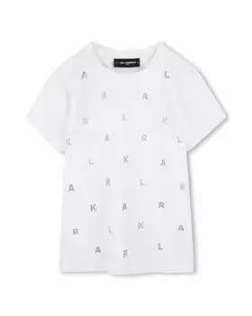 Белая футболка для девочек с короткими рукавами Karl Lagerfeld Kids, белый
