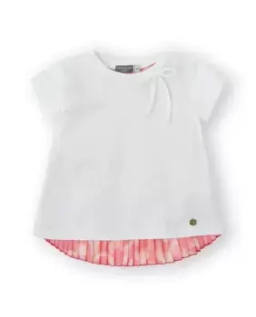 Белая футболка для девочки с контрастной плиссированной аппликацией Canada House, белый