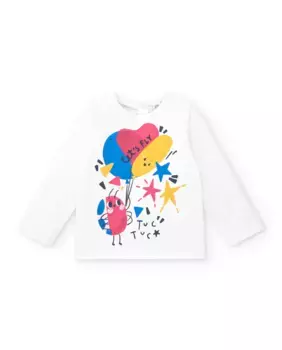 Белая футболка для девочки с принтом из воздушных шаров Tuc tuc