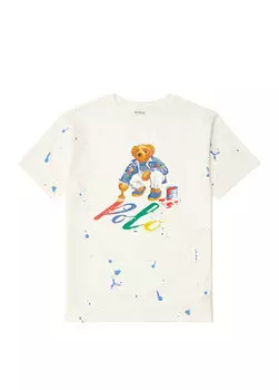 Белая футболка для мальчика с принтом teddy bear Polo Ralph Lauren