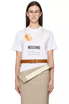 Белая футболка для завтрака «Moschino»