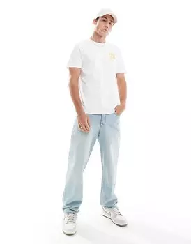 Белая футболка HUGO Red dimoniti с многоуровневым логотипом на груди