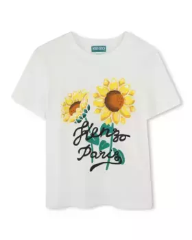 Белая футболка из хлопка Kenzo Kids, белый